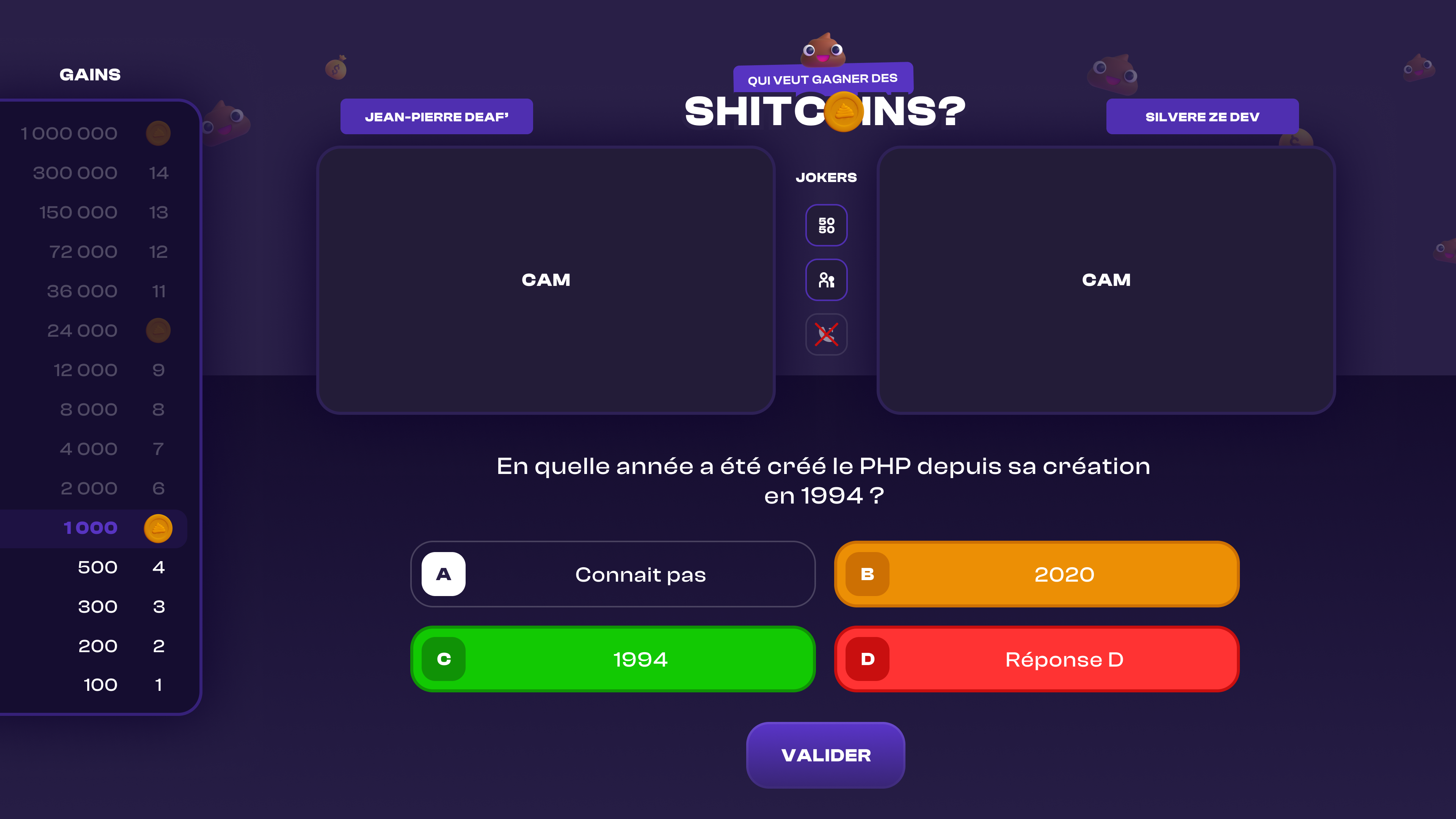 Screenshot of Who wants to win sh*tcoins?